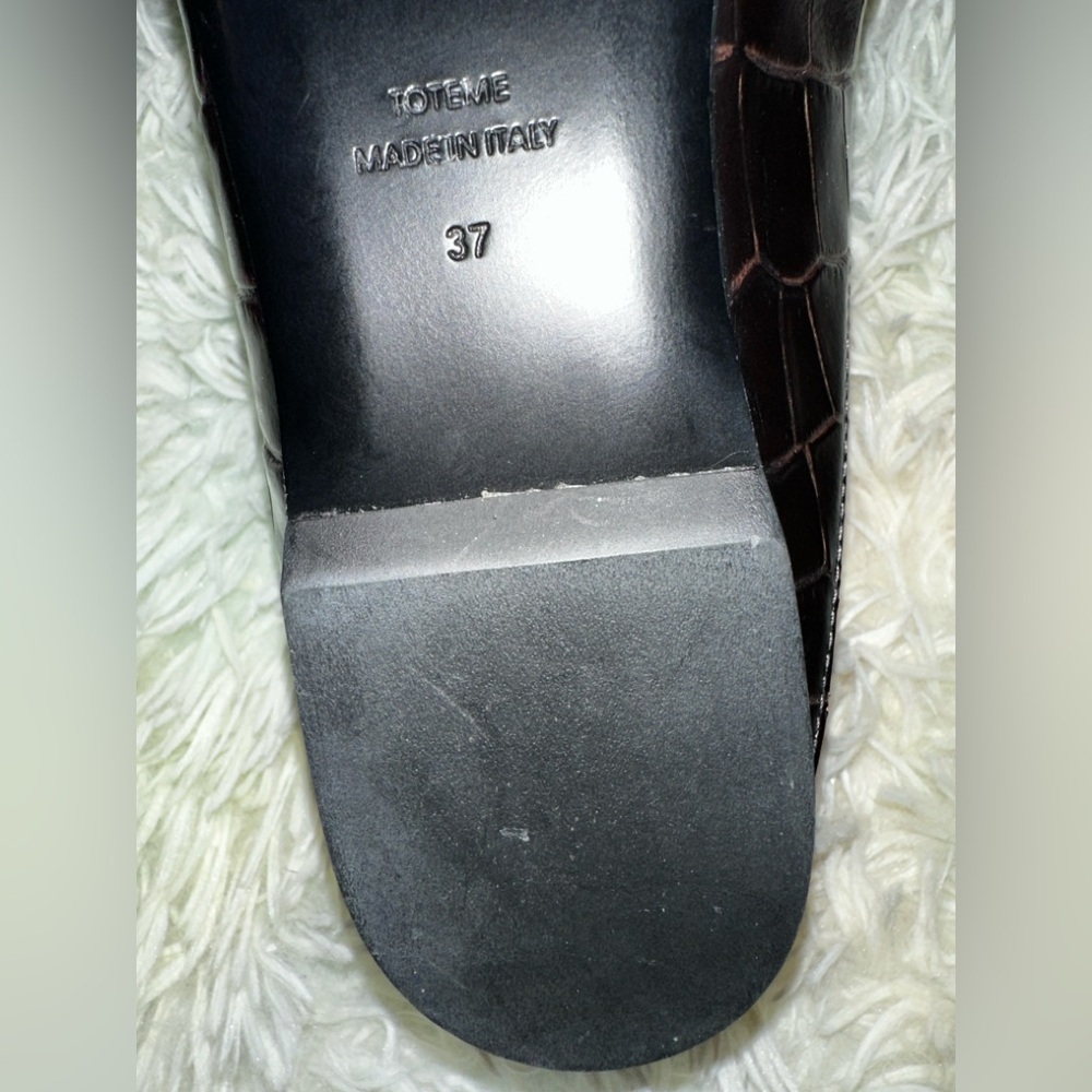 New Toteme Totême Croc Effect The Everday Pointed-Toe Leather Flats Size 37 - Picture 9 of 9